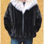 Mens Ranch Mink Fur Bomber Jacket Hood Lynx hood 7757