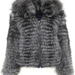 Mens Reversible Silver Fox and Leather Bomber Jacket Hooded