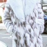 Men's Silver Shadow Fox Coat White Fox Collar 23345