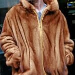 Men's Whiskey Mink Fur Bomber Jacket 9043