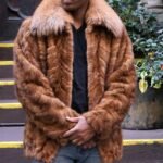 Men's Whiskey Mink Jacket Fox Collar 34848