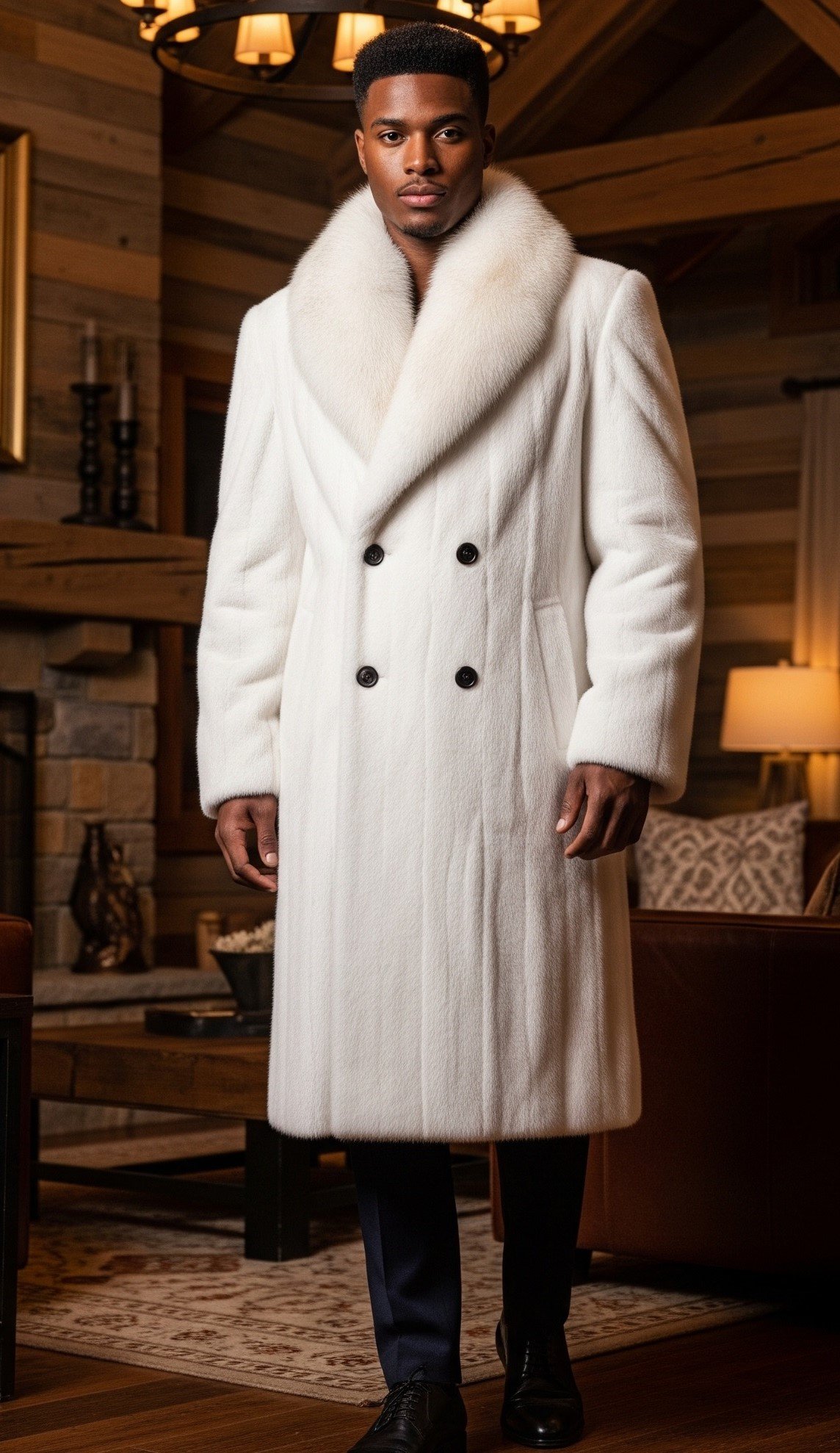 Men's White Long Mink Coat 6433 Men's White Long Mink Coat 6433