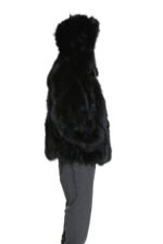 Hooded Black Fox Fur Jacket - Image 4
