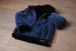 Blue Hooded Mink Fur Coat - Image 7