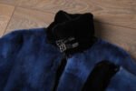 Blue Hooded Mink Fur Coat - Image 6