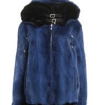 Blue Hooded Mink Fur Coat