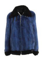 Blue Hooded Mink Fur Coat - Image 3