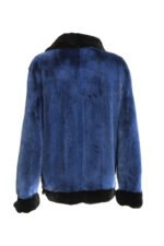 Blue Hooded Mink Fur Coat - Image 2