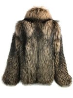 Brown Unisex Fox Fur Bomber Jacket - Image 3