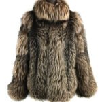Brown Unisex Fox Fur Bomber Jacket