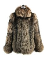 Brown Unisex Fox Fur Bomber Jacket