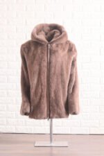 Men's Brown Mink Fur Hooded Coat