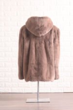 Men's Brown Mink Fur Hooded Coat - Image 4