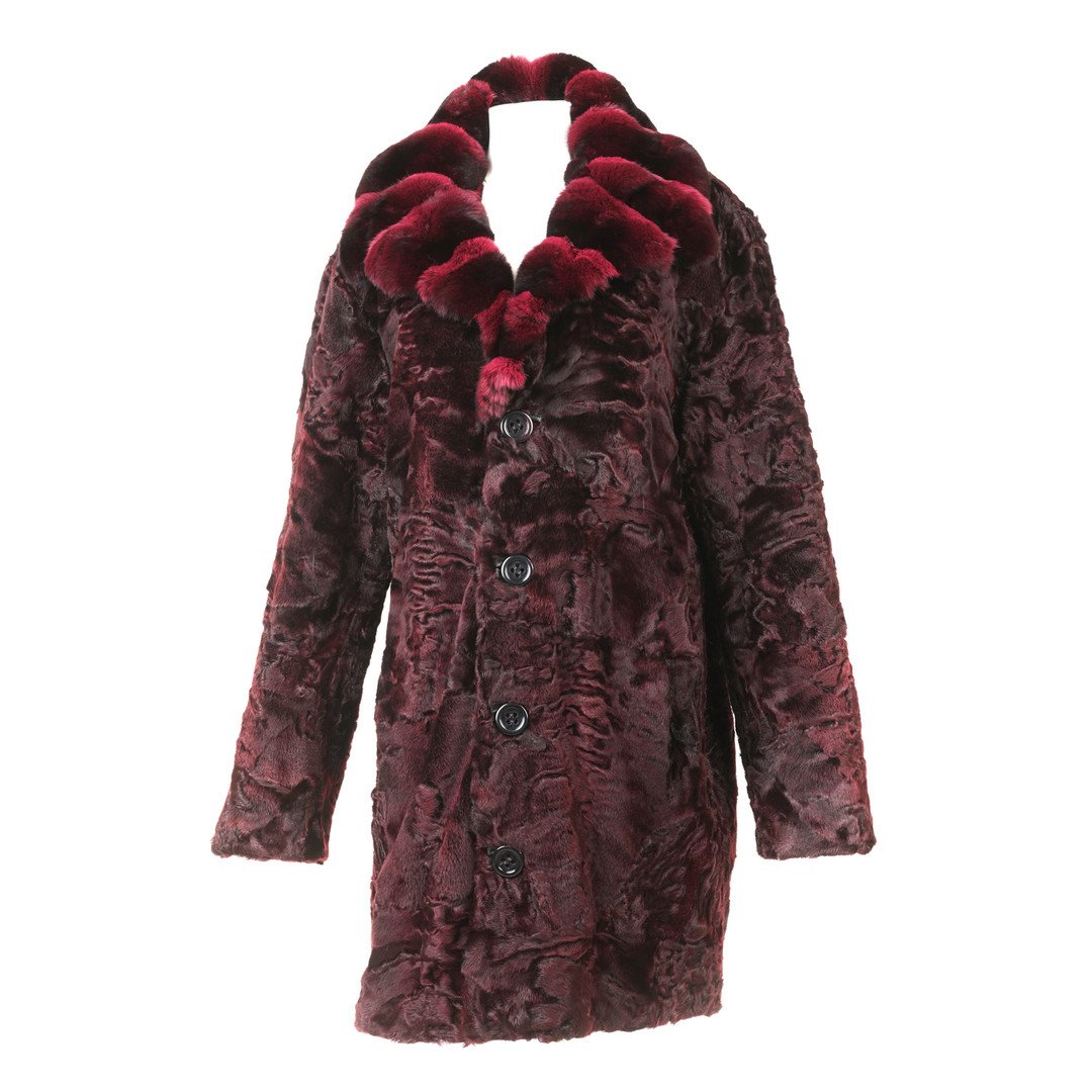 Burgundy Red Astrakhan & Chinchilla Fur - Image 3