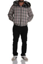 Men's Hooded Chinchilla Fur Bomber Jacket Reversible - Image 2