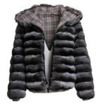 Men's Hooded Chinchilla Fur Bomber Jacket Reversible