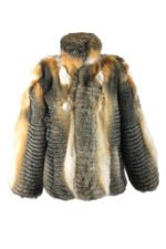 Mens Cross Fox Fur Bomber Jacket Stand Up Collar