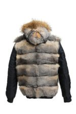 Reversible Hooded Fox Fur Bomber Jacket Reversible - Image 4