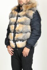 Reversible Hooded Fox Fur Bomber Jacket Reversible - Image 6