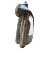 Men's Multicolor Hooded Mink Fur Coat - Image 4