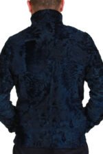 Men's Blue Swakara Lamb Biker Fur Coat - Image 4