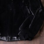 Black Rex Rabbit Fur Bomber Jacket Reversible - Image 5