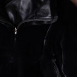 Black Rex Rabbit Fur Bomber Jacket Reversible - Image 7