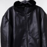 Black Rex Rabbit Fur Bomber Jacket Reversible - Image 6