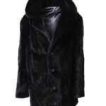 Black Sheared Mink Fur Trench Coat With Notched Collar