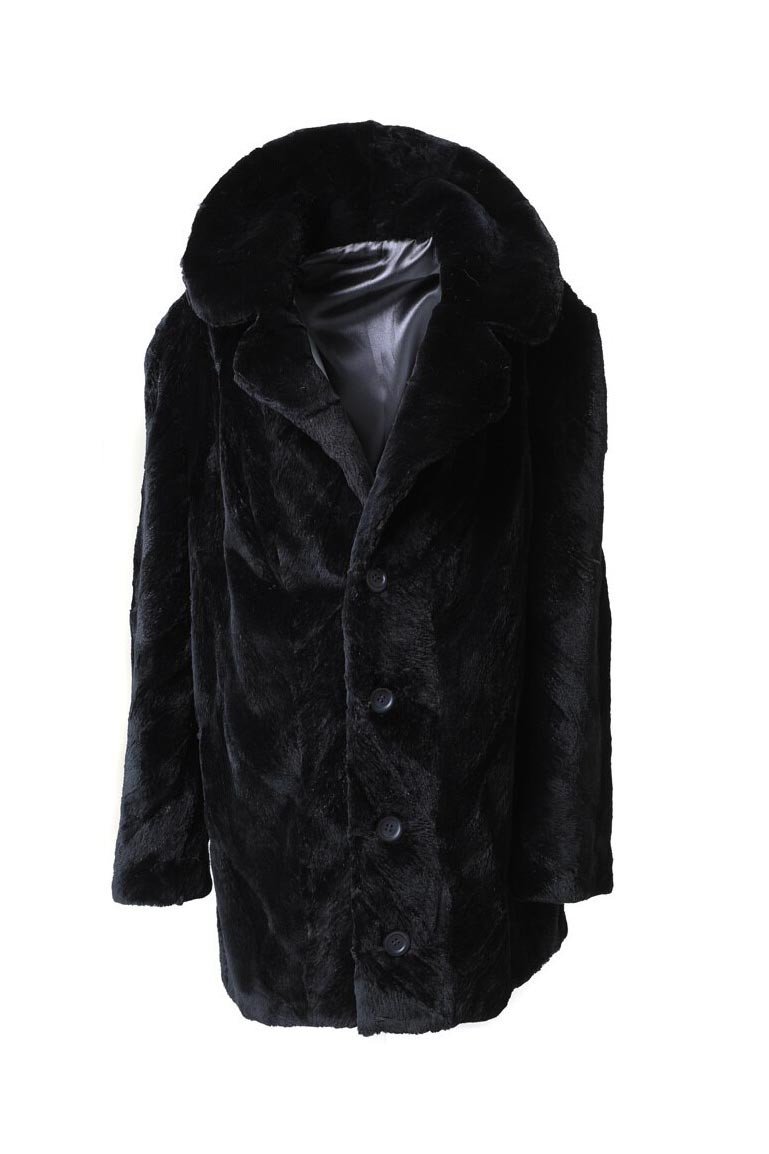 Black Sheared Mink Fur Trench Coat With Notched Collar - Image 1