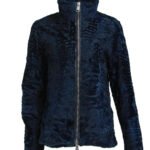 Men's Blue Swakara Lamb Biker Fur Coat