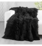 Black Mongolian Lamb Fur Throw