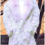 Multi Colored Fox Fur Coat Lavender Fox Fur Collar 87392