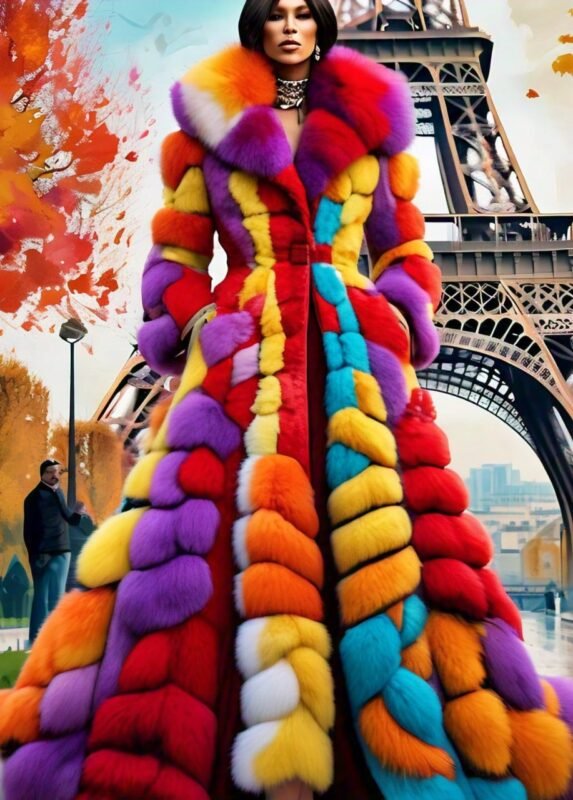 Multi Colored Full Length Fox Coat 74645