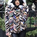 Multi Colored Mink Jacket Hood Fox Trim 2837