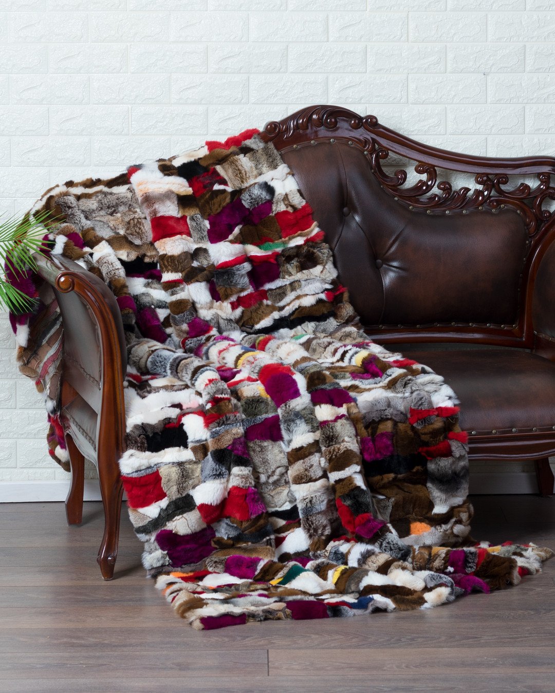 multicolor_rex_fur_blanket_throw_2__37870 Multicolor Rex Rabbit Fur Throw - Image 1