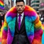 Multicolored Men's Fur Jacket 8721