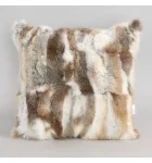 Natural Brown Pieced Rabbit Fur Pillow