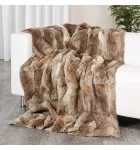 Genuine Natural Brown Rabbit Fur Blanket / Fur Throw