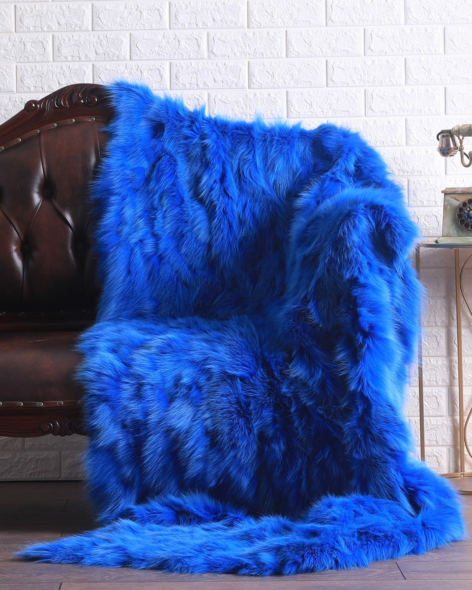 neon-blue-fox-fur-blanket-throw-3__59663 Neon Blue Fox Fur Fur Blanket Throw - Image 1