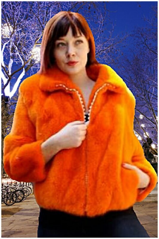 Orange Mink Bomber Fur Jacket 23854