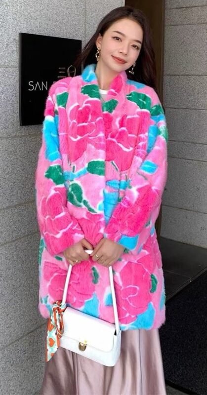 Pink Floral Mink Stroller 3883