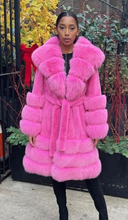 Pink Mink Stroller Pink Fox Trim 4994