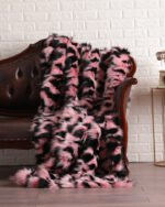 Pink And Black Fox Fur Fur Blanket Throw Cover - Image 2