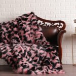 Pink And Black Fox Fur Fur Blanket Throw Cover