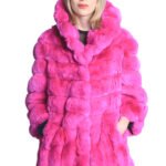 Pink Chinchilla Fur Coat Mid Hip