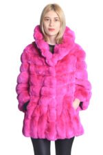 Pink Chinchilla Fur Coat Mid Hip
