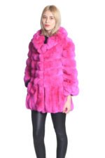 Pink Chinchilla Fur Coat Mid Hip - Image 5