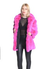 Pink Chinchilla Fur Coat Mid Hip - Image 3