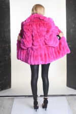 Pink Chinchilla Fur Coat Mid Hip - Image 2